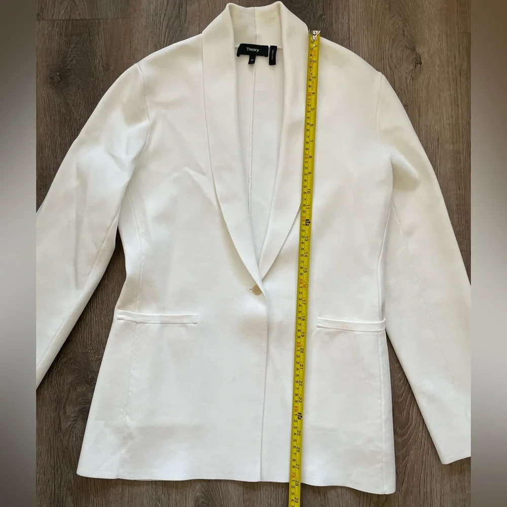 Theory Etiennette Knit Blazer White Jacket Womens Medium M Summer Officewear - Picture 6 of 12